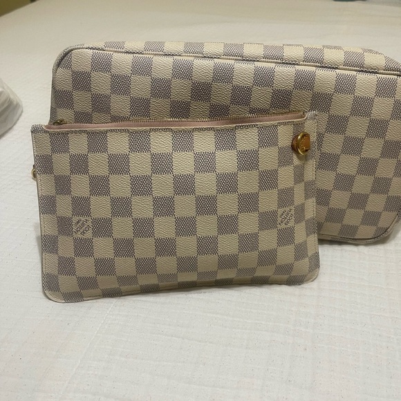Louis Vuitton Tan and Cream Checkered Tote - Picture 5 of 16